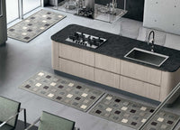 Tappeto Passatoia Runner Cucina Antiscivolo Lavabile Disegno Square Suardi - 55x190 - Marrone