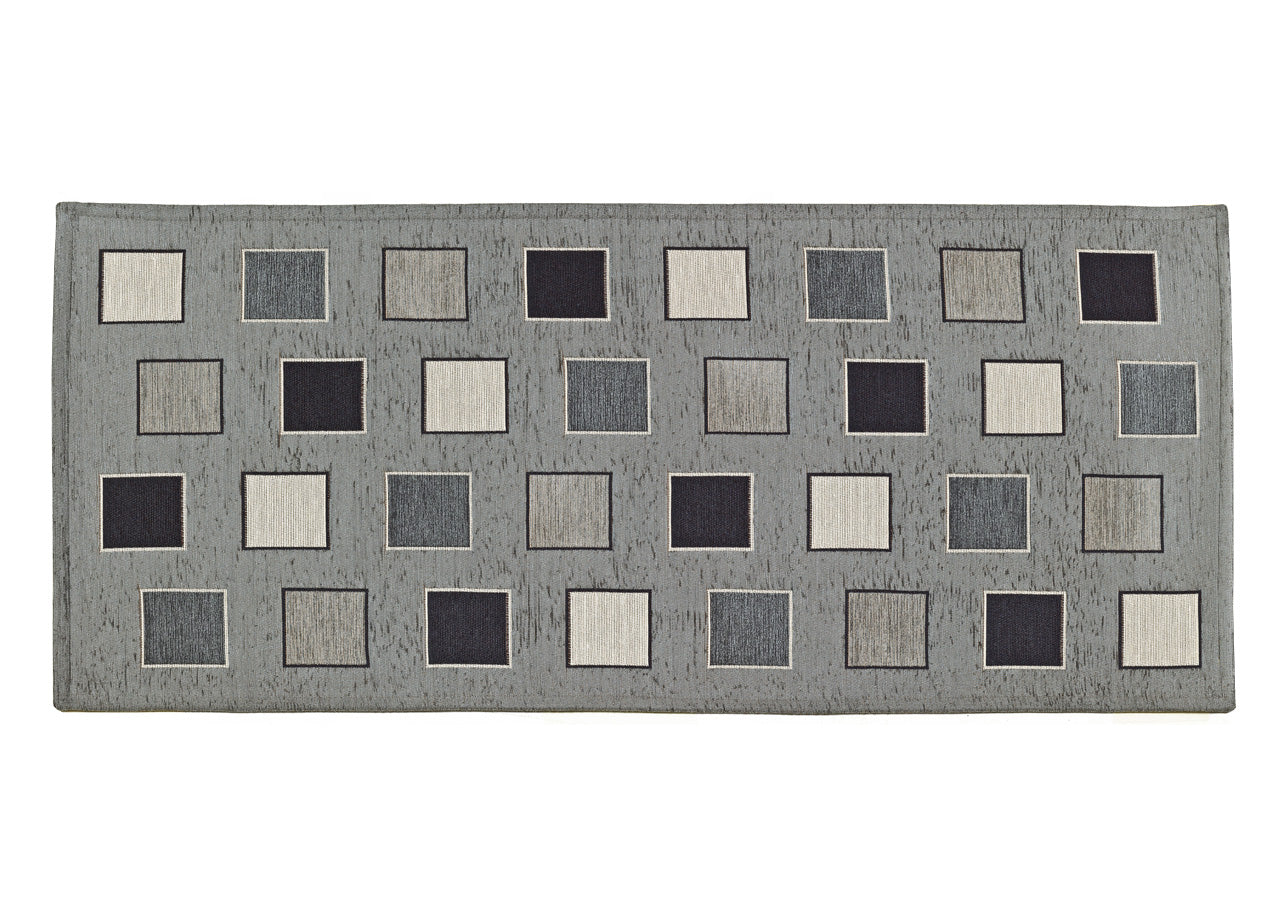 Tappeto Passatoia Runner Cucina Antiscivolo Lavabile Disegno Square Suardi - 55x240 - Grigio
