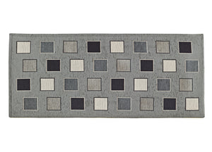 Tappeto Passatoia Runner Cucina Antiscivolo Lavabile Disegno Square Suardi - 55x240 - Grigio