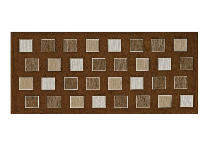 Tappeto Passatoia Runner Cucina Antiscivolo Lavabile Disegno Square Suardi - 55x190 - Marrone
