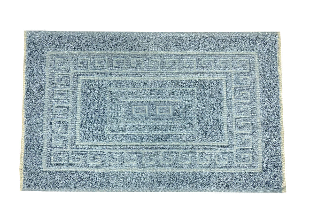 Tappeto Da Bagno Disegno Torino Colore Azzurro - Par 3Pezzi - Azzurro