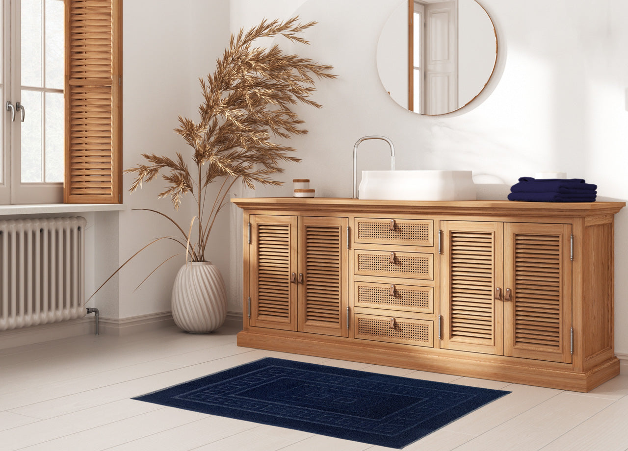 Tappeto Da Bagno Disegno Torino Colore Blu Notte - 60x90 - Blu Notte