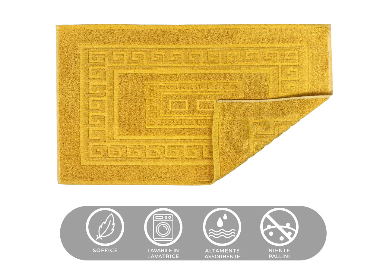 Tappeto Da Bagno Disegno Torino Colore Senape - Par 3Pezzi - Senape