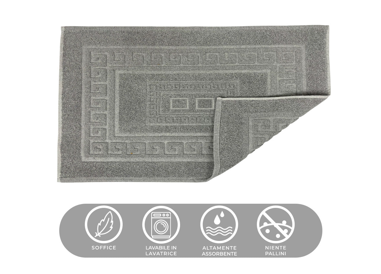Tappeto Da Bagno Disegno Torino Colore Grigio - Par 3Pezzi - Grigio