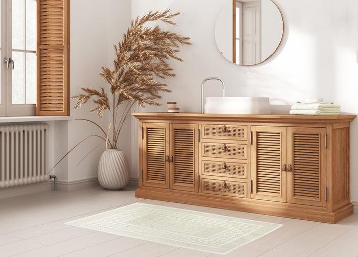 Tappeto Da Bagno Disegno Torino Colore Panna - Par 3Pezzi - Panna