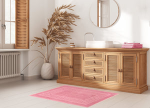 Tappeto Da Bagno Disegno Torino Colore Rosa - 60x120 - Rosa