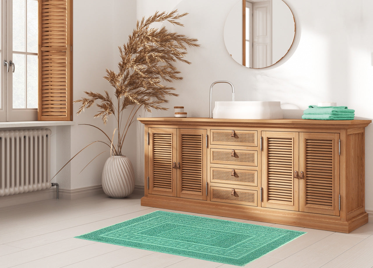 Tappeto Da Bagno Disegno Torino Colore Verde - 60x180 - Verde