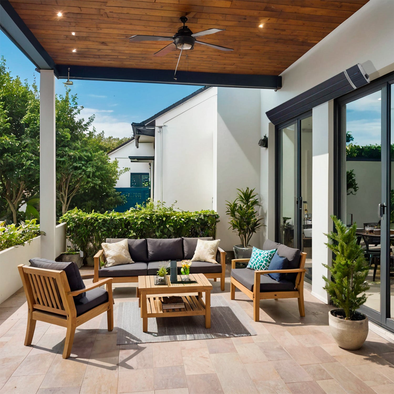 Mpc Tarifa 1800w Apptuya Riscaldatore Wifi a Infrarossi Per Esterno Nero In Alluminio Da 1800w Onde Lunghe Nessuna Emissione Di Luce Adatto Per Uso Allaperto Con Telecomando Protezione Ip 65