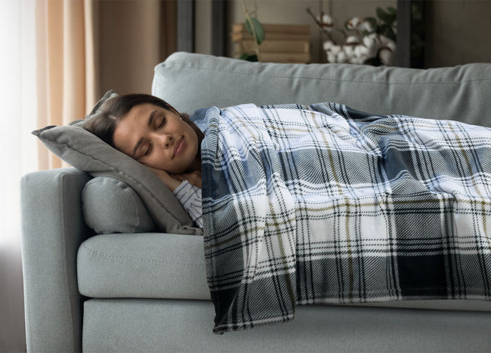 Plaid Divano Tartan Scozzese A Quadri Coperta Inverno Calda Morbida - 1 Piazza - Grigio