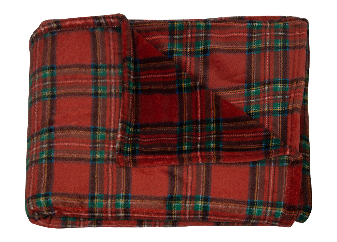 Plaid Divano Tartan Scozzese A Quadri Coperta Inverno Calda Morbida - 2 Piazze - Bordeaux