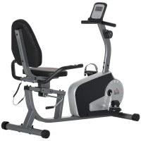 Cyclette Orizzontale Recumbent con 8 Livelli di Resistenza, Schermo LCD e Seduta Regolabile, 122-137x62x103 cm