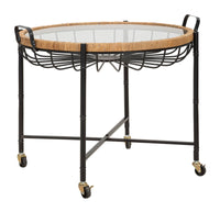 TAVOLINETTO CEBU C/VETRO E RUOTE CM 70,5X65X57