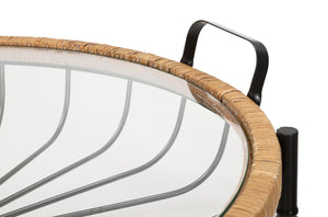 TAVOLINETTO CEBU C/VETRO E RUOTE CM 70,5X65X57