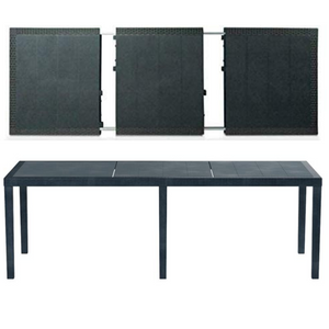 Tavolo da giardino 8 posti allungabile 150/240x90x72h cm in plastica effetto rattan colore antracite Tomaino