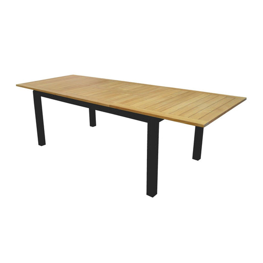 SINED Tavolo da giardino rettangolare allungabile in alluminio e teak FSC® colore teak e antracite 180-260 cm capienza fino a 10 persone modello SUPERGA