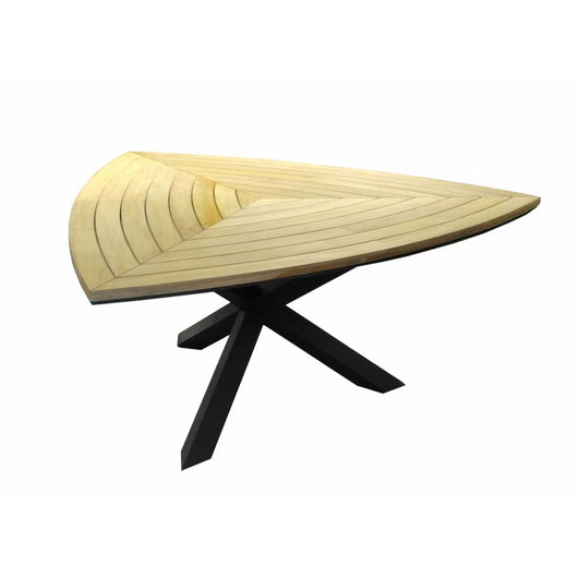 SINED Tavolo da Giardino Triangolare in Teak e Alluminio Antracite - Modello Superga
