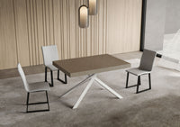 Tavolo allungabile 120/204x80 cm Niket tortora gambe bianche