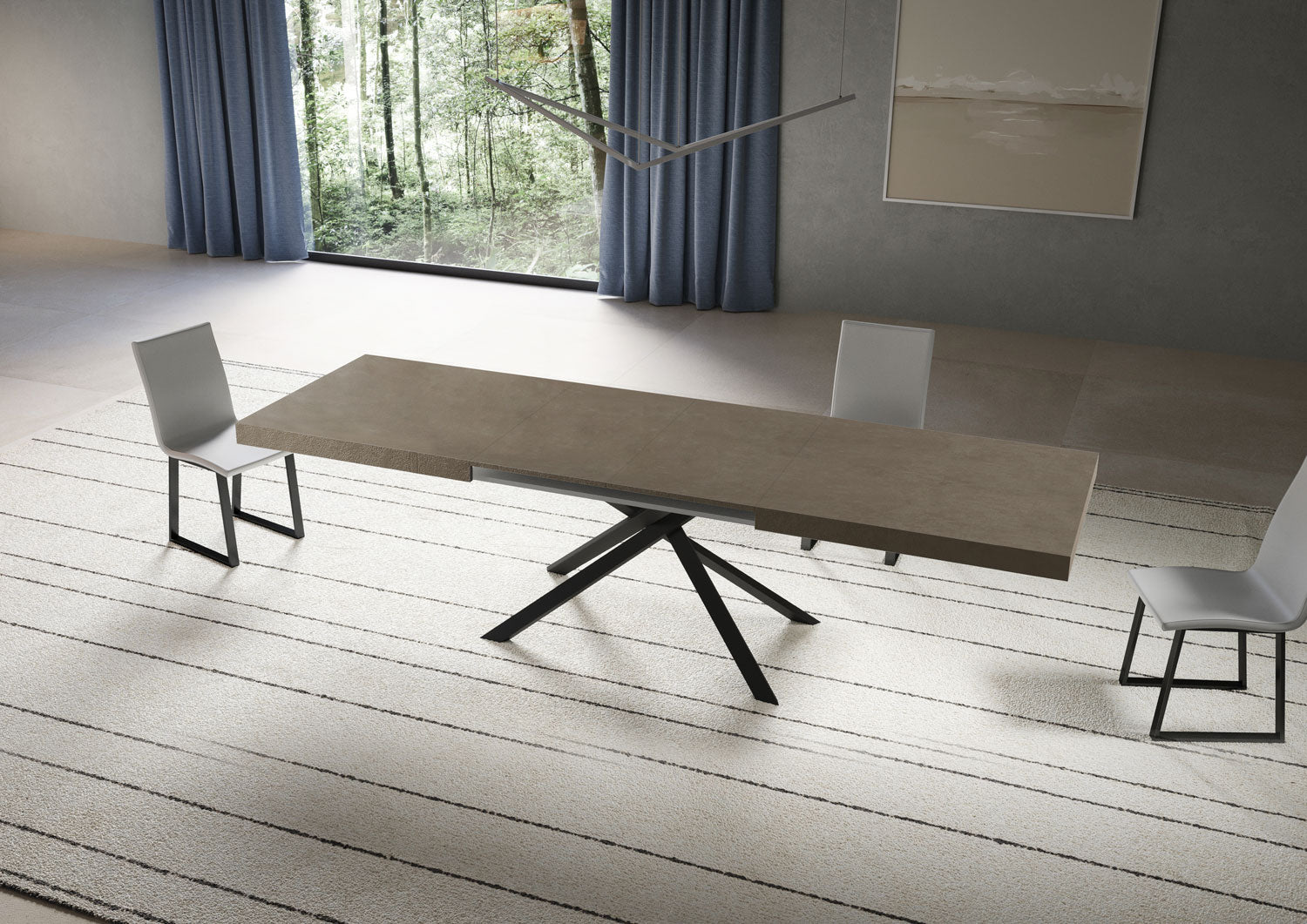 Tavolo allungabile 200/304x90 cm Niket tortora gambe antracite