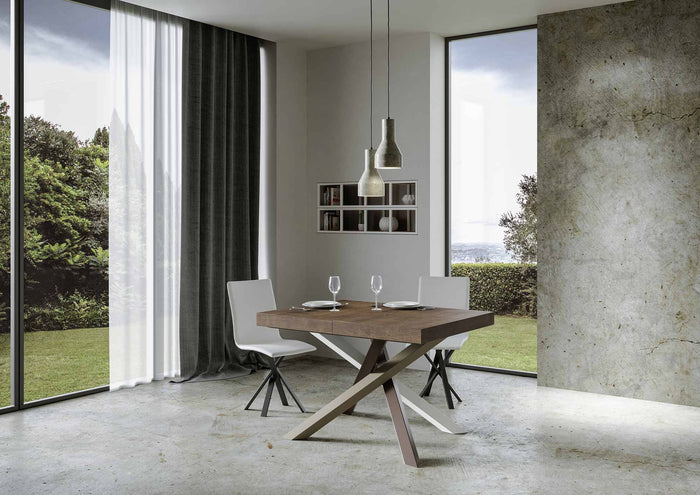 Tavolo allungabile 130/390x90 cm Volantis Premium noce gambe multicolore 4/C