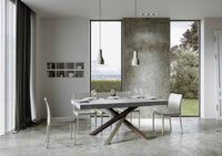 Tavolo allungabile 200/460x90 cm Volantis cemento gambe multicolore 4/C