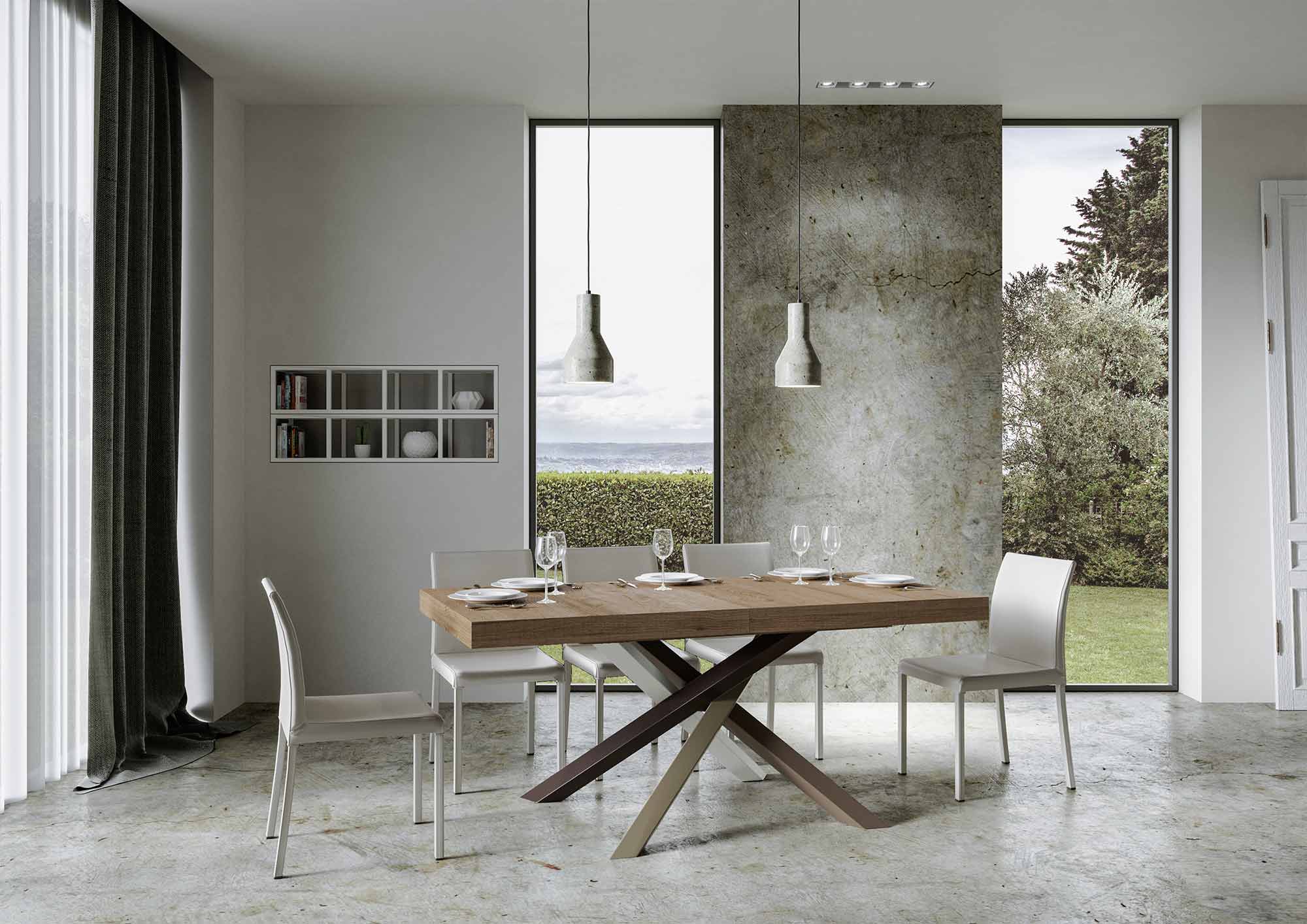 Tavolo allungabile 200/304x90 cm Volantis quercia natura gambe multicolore 4/C