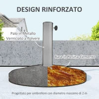 Base per Ombrellone da 12 kg con Manovella Integrata, in Resina, Metallo e Cemento, Ø46x33 cm, Bronzo