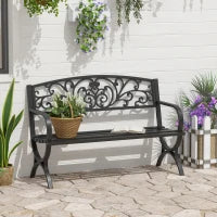 Panca Panchina da Giardino Esterno Metallo, Ghisa 127 × 60 × 85cm Nero