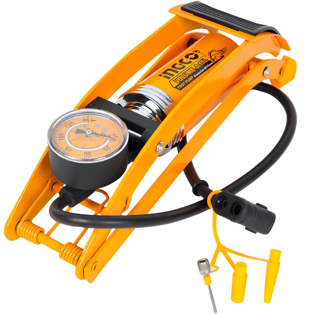 Pompa pedale professionale manometro tubo acciaio bici moto auto 55x120mm