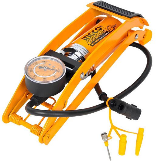 Pompa pedale professionale manometro tubo acciaio bici moto auto 55x120mm