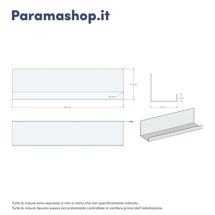 Mensola da bagno portaoggetti da 30cm in alluminio nero opaco | Tromso