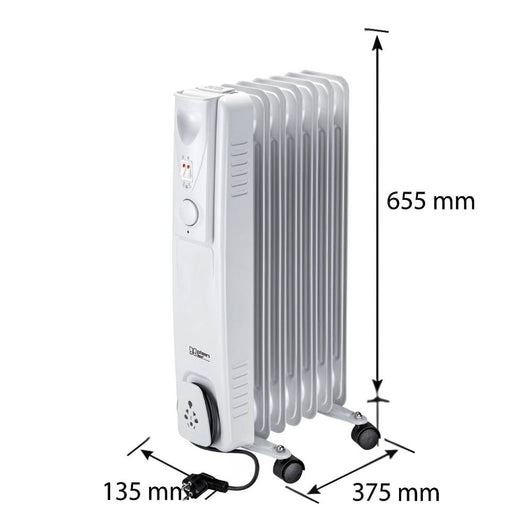 Elettro­radiatore ad olio kemper 1500w a 7 elementi per riscaldamento rapido