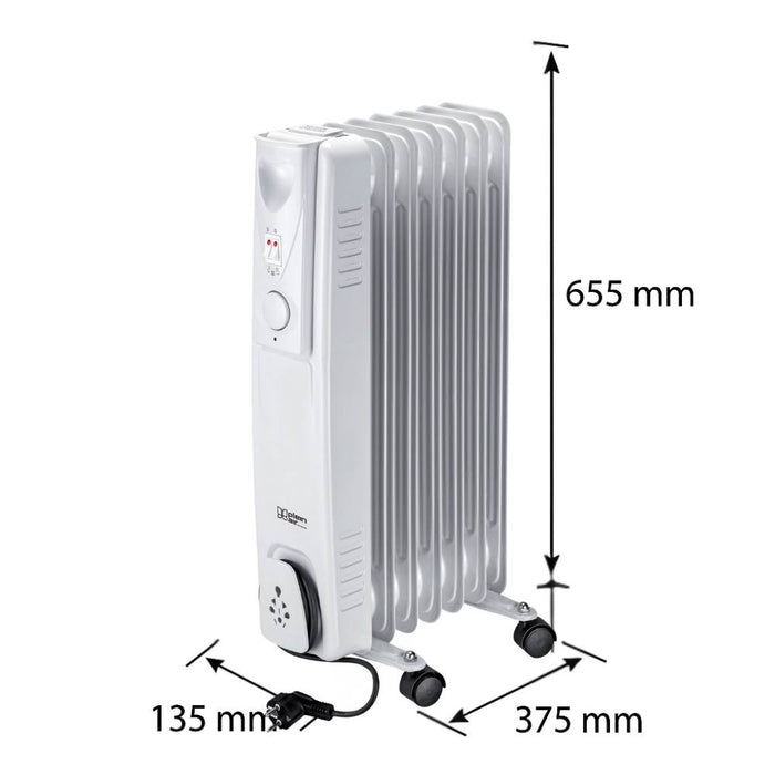 Elettro­radiatore ad olio kemper 1500w a 7 elementi per riscaldamento rapido