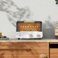 Fornetto Elettrico 12L con Timer e Temperatura Regolabile, in Acciaio e Plastica, 31.5x27.7x22.7 cm, Bianco e Oro