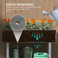 Fioriera Rialzata con Ripiano Inferiore e 2 Fori di Drenaggio, in Legno di Abete, 100x30x70.5 cm, Grigio