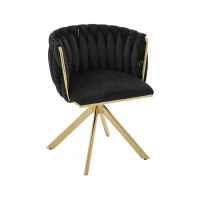 Set da 2 Sedie Girevoli a 180° con Supporto Lombare Ergonomico e Rivestimento Effetto Velluto, 56x50x70 cm, Nero