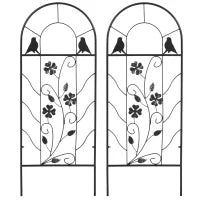 Traliccio da Giardino, Set di 2 Supporti per Piante Rampicanti in Metallo, 38 x 98 cm, Nero