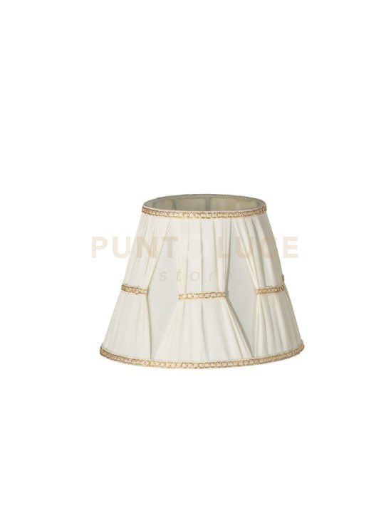 TC 3018 PARALUME PONGE' PLISSE DM.25CM AVORIO E ORO ATTACCO E14