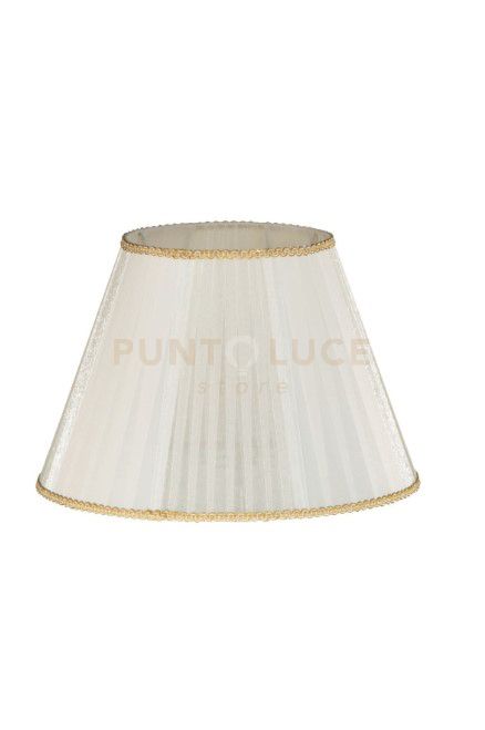 TC.3027 PARALUME ORGANZA PLISSE AVORIO E ORO ATTACCO E27 D.40CM