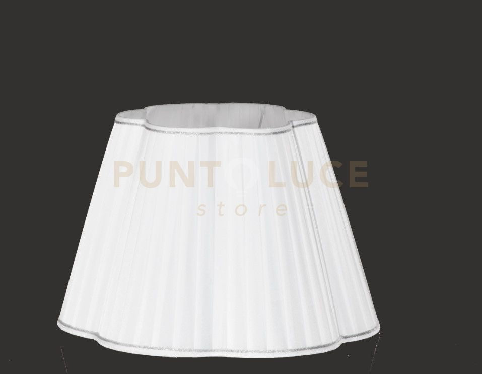 TC 3057 PARALUME DM.40CM  ATTACCO E27 PLISSE' BIANCO E ARGENTO