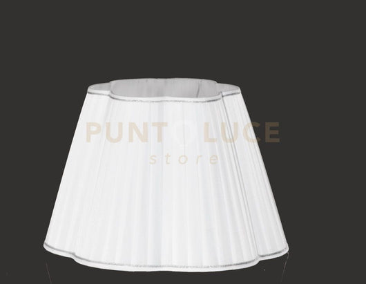 TC 3057 PARALUME DM.40CM  ATTACCO E27 PLISSE' BIANCO E ARGENTO