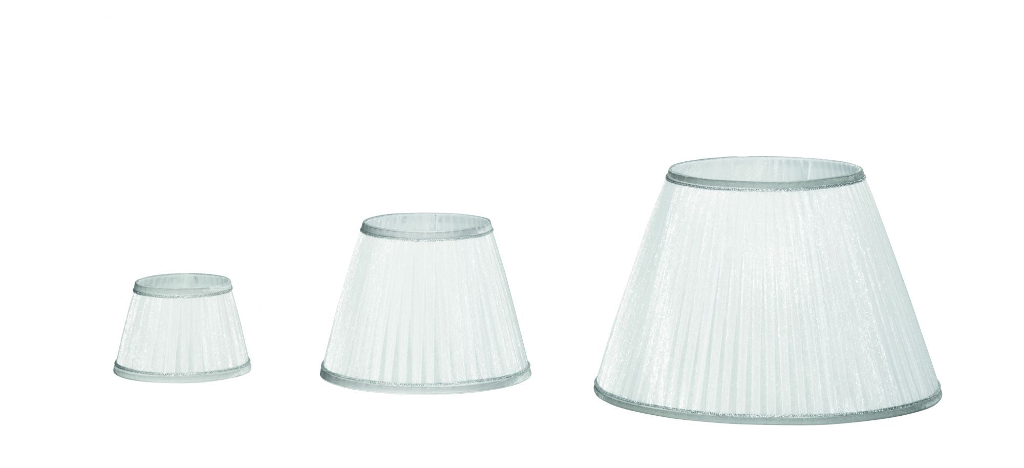 TC 3535 PARALUME DM.16CM ORGANZA BIANCO E ARGENTO PER ATTACCO E14