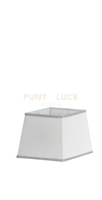 TC.4018D20 PARALUME PIRAMIDE 20X20CM SCHANTUNG-BIANCO E ARGENTO ATTACCO E14