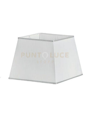 TC.4018D33 PARALUME PIRAMIDE 33X33CM SCHANTUNG-BIANCO E ARGENTO ATTACCO E27