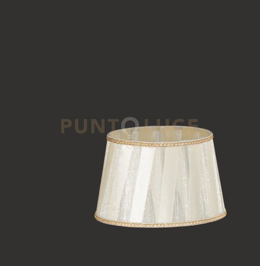 TC.4033 PARALUME DM.25CM ORGANZA PLISSE AVORIO E ORO ATTACCO E14