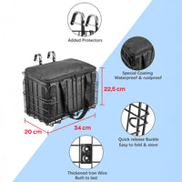 Cargo - Cestino Anteriore per Bicicletta Pieghevole Portaoggetti con Borsa Richiudibile in Metallo Nero