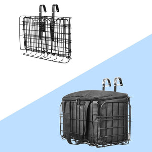 Cargo - Cestino Anteriore per Bicicletta Pieghevole Portaoggetti con Borsa Richiudibile in Metallo Nero