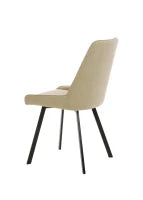 E-STYLO Sedia da pranzo in microfibra beige con gambe e struttura in metallo nero, 48cm X 60cm H. 87cm.
