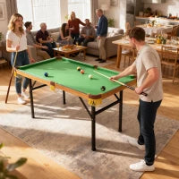 Tavolo da biliardo pieghevole, con 2 stecche, 16 palle, triangolo e spazzola, Verde