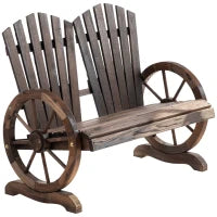 Panchina da Giardino in Legno Stile Country con Braccioli a Ruota, 108x66x95cm, Colore Legno