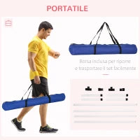 Set di 4 Ostacoli Agility Dog per Addestramento Cani con Sacca di Trasporto, Altezza delle Barre Orizzontali Regolabili, 99x65x94cm